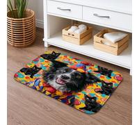 Tappetino da bagno con clown giocoso cane e gatti, ad asciugatura rapida, colorato, assorbente, antiscivolo, tappetino da bagno divertente in flanella lavabile, decorazione per bagno e WC, 40,6 x 61
