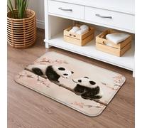 Tappetino da bagno con coppia di panda, ad asciugatura rapida, con simpatico animale nero e bianco, assorbente, antiscivolo, in flanella, lavabile, per bagno, WC, decorativo, 50 x 81 cm