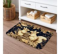 Tappetino da bagno con coppia di scoiattoli, tappetino da bagno ad asciugatura rapida, con animali del bosco vintage, assorbente, antiscivolo, in memory foam, lavabile, per bagno, WC, decorativo, 50 x