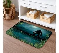 Tappetino da bagno con creature della foresta mistica, paesaggio notturno incantato, antiscivolo, tappetino da doccia, assorbente, in memory foam, lavabile, per bagno, WC, decorativo, 50 x 81 cm