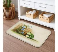 Tappetino da bagno con design a bruco verde primavera, grazioso motivo floreale in stile cartone animato, antiscivolo, morbido tappetino da bagno in memory foam, lavabile, decorazione per il bagno, 50