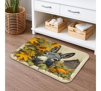 Tappetino da bagno con design autunnale con asino, foglie autunnali e girasoli, antiscivolo, comodo tappetino da bagno in memory foam, lavabile, per bagno, WC, decorativo, 50 x 81 cm