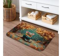Tappetino da bagno con design autunnale con topolino ad asciugatura rapida, fantasia accogliente decorazione autunnale, antiscivolo, in memory foam, lavabile, per bagno, WC, 50 x 81 cm