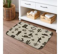 Tappetino da bagno con design vintage western cowboy, motivo rustico sud-occidentale, assorbente, antiscivolo, in memory foam, lavabile, per bagno, WC, decorativo, 40,6 x 61 cm