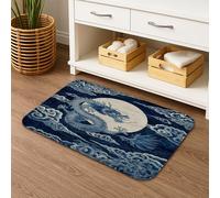Tappetino da bagno con drago e luna ad asciugatura rapida, motivo nuvole orientali, assorbente, antiscivolo, in memory foam, lavabile, decorativo, per bagno, WC, 50 x 81 cm