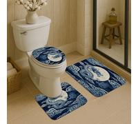 Tappetino da bagno con drago e luna ad asciugatura rapida, motivo nuvole orientali, assorbente, antiscivolo, in memory foam, lavabile, decorativo, per bagno e toilette