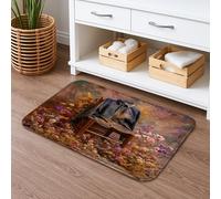 Tappetino da bagno con essenza floreale, ad asciugatura rapida, motivo floreale colorato, assorbente, antiscivolo, in memory foam, lavabile, per bagno, WC, decorativo, 40,6 x 61 cm