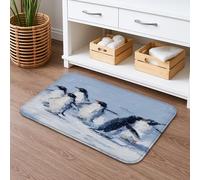 Tappetino da bagno con famiglia di pinguini, ad asciugatura rapida, tappeto invernale con motivo astratto artistico, decorativo, antiscivolo, per bagno, WC, 40,6 x 182,8 cm