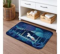 Tappetino da bagno con fantasia di cavalli, ad asciugatura rapida, motivo foresta magica, assorbente, antiscivolo, in flanella colorata, lavabile, per bagno, WC, decorativo, 50 x 81 cm