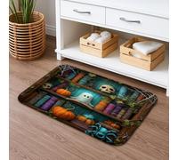 Tappetino da bagno con fantasmi e zucche di Halloween, ad asciugatura rapida, spaventoso vintage, assorbente, antiscivolo, in memory foam, lavabile, per bagno, 40,6 x 61 cm