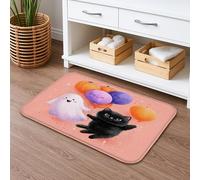 Tappetino da bagno con fantasmi giocosi, ad asciugatura rapida, con simpatici animali di Halloween, assorbente, antiscivolo, in memory foam, lavabile, per bagno, WC, decorativo, 50 x 81 cm