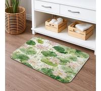 Tappetino da bagno con fiori di ninfea ad asciugatura rapida, tappetino da doccia assorbente, antiscivolo, in flanella, lavabile, per bagno, WC, decorativo, 40,6 x 61 cm