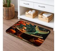 Tappetino da bagno con foglie autunnali a forma di sirena, ad asciugatura rapida, design colorato con bolle, assorbente, antiscivolo, in flanella, lavabile, per bagno, WC, decorativo, 40,6 x 61 cm