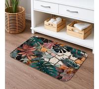 Tappetino da bagno con foglie tropicali, ad asciugatura rapida, motivo piante botaniche vintage, assorbente, antiscivolo, in memory foam, lavabile, per bagno, WC, decorativo, 50 x 81 cm