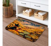 Tappetino da bagno con gatto e raccolta autunnale, design rustico vintage, antiscivolo, morbido zerbino assorbente per la decorazione della casa autunnale, 40,6 x 61 cm