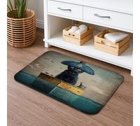 Tappetino da bagno con gatto pirata, stile nautico, assorbente, antiscivolo, per tutto l'anno, in memory foam, lavabile, decorazione per il bagno, 50 x 81 cm