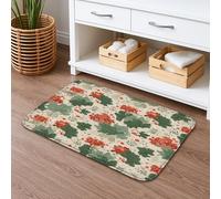 Tappetino da bagno con geranio fiorito, ad asciugatura rapida, motivo foglie botaniche vintage, assorbente, antiscivolo, in memory foam, lavabile, per bagno, WC, decorativo, 50 x 81 cm