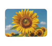 Tappetino da bagno con girasole che sbocciano fiori e piante diatomee assorbono l'umidità e lo sporco, zerbino con retro in gomma antiscivolo, adatto sotto la porta, per pavimento del bagno, vasca