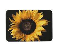 Tappetino da bagno con girasole su sfondo nero, assorbe l'umidità e lo sporco, tappetino con retro in gomma antiscivolo, adatto sotto la porta, per pavimento del bagno, vasca, doccia, lavandino