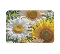 Tappetino da bagno con girasoli, margherite e rose, assorbe l'umidità e lo sporco, con retro in gomma antiscivolo, adatto sotto la porta, per pavimento del bagno, vasca, doccia, lavandino