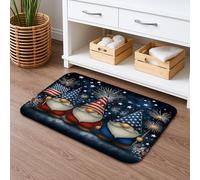 Tappetino da bagno con gnomo patriottico ad asciugatura rapida, motivo natalizio con stelle e strisce, assorbente, antiscivolo, in memory foam, lavabile, per le vacanze estive, 50 x 81 cm