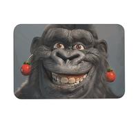 Tappetino da bagno con gorilla sorridente, assorbe l'umidità e lo sporco, con retro in gomma antiscivolo, adatto sotto la porta, per pavimento del bagno, vasca, doccia, lavandino