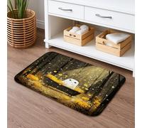 Tappetino da bagno con gufo fantasioso ad asciugatura rapida, tappetino da doccia antiscivolo con foresta incantata floreale, tappetino da doccia autunnale in memory foam, lavabile, per bagno, WC