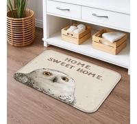 Tappetino da bagno con gufo Home Sweet Home, ad asciugatura rapida, accogliente tappetino da doccia antiscivolo decorativo rustico con animali, in flanella, lavabile, per bagno, WC, 40,6 x 61 cm