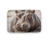 Tappetino da bagno con ippopotamo in acqua, antiscivolo, assorbente, resistente allo sporco, per cucina, ingresso, resistente, lavabile, per decorare la casa, 40 x 60 cm