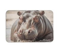 Tappetino da bagno con ippopotamo in acqua diatomea e fango, assorbe l'umidità e lo sporco, zerbino con retro in gomma antiscivolo, adatto sotto la porta, per pavimento del bagno, vasca, doccia