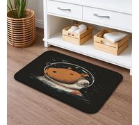 Tappetino da bagno con ippopotamo spaziale ad asciugatura rapida, tappetino da doccia assorbente, antiscivolo, divertente, in memory foam, lavabile, per bagno, WC, decorativo, 40,6 x 61 cm