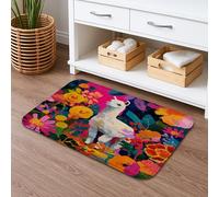 Tappetino da bagno con lama floreale, ad asciugatura rapida, con fiori colorati vivaci, assorbente, antiscivolo, in memory foam, lavabile, per bagno, WC, decorativo, 50 x 81 cm
