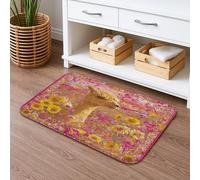 Tappetino da bagno con lama floreale, ad asciugatura rapida, con vivaci fiori di pesco e piante, assorbente, antiscivolo, in flanella, lavabile, per bagno, WC, decorativo, 40,6 x 61 cm