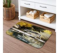 Tappetino da bagno con lupo con paesaggio naturale ad acquerello, antiscivolo, in memory foam, lavabile, per bagno, WC, decorativo, 50 x 81 cm