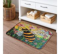Tappetino da bagno con mosaico di api ad asciugatura rapida, tappetino da bagno antiscivolo da giardino con fiori colorati, tappetino da doccia in memory foam decorativo estivo lavabile 50 x 81 cm