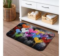 Tappetino da bagno con motivo a cuori colorati, design artistico arcobaleno vibrante, assorbente, antiscivolo, decorazione natalizia per la casa per bagno e WC, 50 x 81 cm
