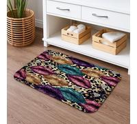 Tappetino da bagno con motivo a labbra glamour, ad asciugatura rapida, con baci glitterati, assorbente, antiscivolo, elegante, in memory foam, lavabile, per bagno, WC, decorativo, 40,6 x 61 cm