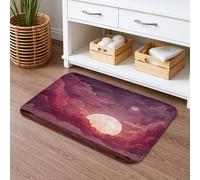 Tappetino da bagno con motivo astratto con luna viola, ad asciugatura rapida, tappetino da doccia antiscivolo artistico, in flanella, lavabile, per bagno, WC, decorativo, 50 x 81 cm