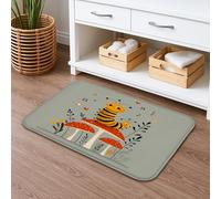 Tappetino da bagno con motivo con api e funghi, affascinante insetto giallo floreale, assorbente, antiscivolo, in memory foam, lavabile, decorazione per il bagno, 50 x 81 cm