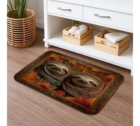 Tappetino da bagno con motivo di bradipo con foglie autunnali ad asciugatura rapida, tappetino da doccia assorbente, antiscivolo, in flanella vintage, lavabile, per bagno, WC, decorativo, 40,6 x 61 cm