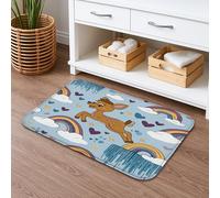Tappetino da bagno con motivo di cervi arcobaleno, grazioso design con animali dei cartoni animati, assorbente, antiscivolo, in memory foam, lavabile, per bagno, WC, decorativo, 50 x 81 cm