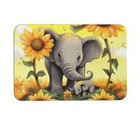 Tappetino da bagno con motivo di elefante, girasoli, diatoma, assorbe umidità e sporco, con retro in gomma antiscivolo, adatto sotto la porta, per pavimento del bagno, vasca, doccia, lavandino