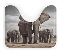 Tappetino da bagno con motivo elefante africano, a forma di U, assorbente, morbido, per base WC ovale, lavabile, antiscivolo, ad asciugatura rapida, per vasca e a.