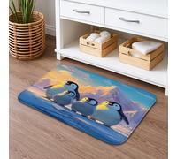 Tappetino da bagno con motivo famiglia di pinguini, assorbente, antiscivolo, in memory foam, lavabile, per bagno, WC, decorativo, 50 x 81 cm