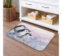 Tappetino da bagno con motivo famiglia di pinguini, design artistico con fauna selvatica smerigliata, antiscivolo, decorazione invernale per la casa, assorbente, lavabile, per bagno e WC, 50 x 81 cm