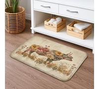 Tappetino da bagno con motivo floreale con mucca, ad asciugatura rapida, tappetino da doccia antiscivolo, in memory foam, lavabile, per bagno, WC, decorativo, 40,6 x 61 cm