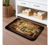 Tappetino da bagno con motivo floreale ispirato all'autunno, ad asciugatura rapida, stile rustico, vintage, decorativo, assorbente, antiscivolo, in memory foam, lavabile, per bagno, WC, 50 x 81 cm