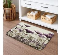 Tappetino da bagno con motivo floreale paradiso ad asciugatura rapida, design vintage con fiori viola, assorbente, antiscivolo, in memory foam, lavabile, per bagno, WC, decorativo, 50 x 81 cm