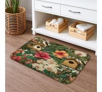 Tappetino da bagno con motivo floreale paradiso ad asciugatura rapida, tappetino da doccia assorbente, antiscivolo, in memory foam, lavabile, per bagno, WC, decorativo, 50 x 81 cm