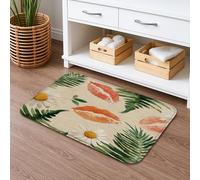Tappetino da bagno con motivo floreale tropicale, ad asciugatura rapida, vintage, con bacio e labbra, assorbente, antiscivolo, in memory foam, lavabile, per bagno, WC, decorativo, 40,6 x 61 cm